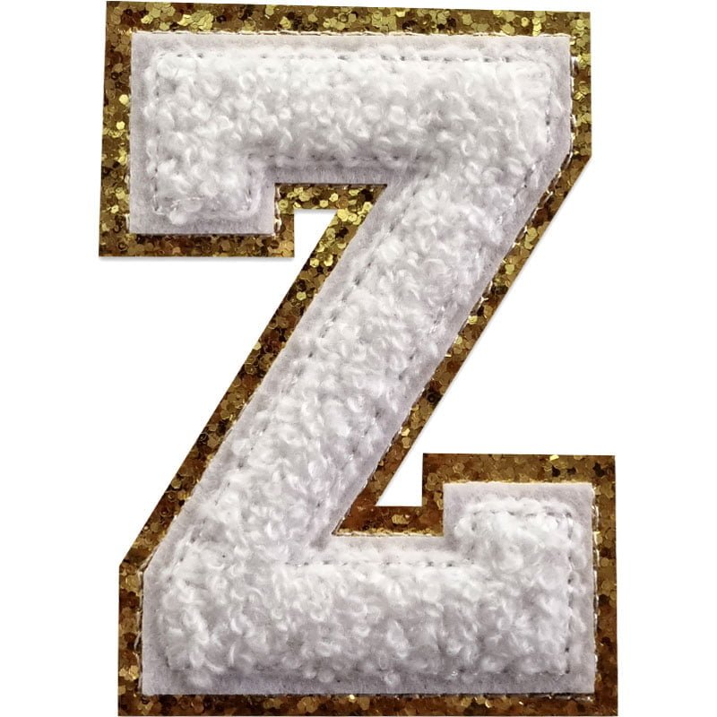 Tygmärken bokstäver - A-Z - Välj din bokstav - Vit/Guld , Z