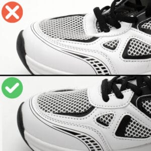skydda sneakers från veck