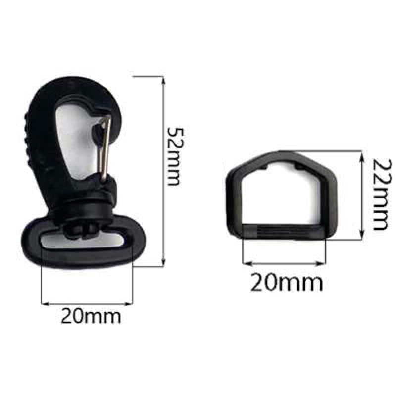 Karbinhakar med D-ringar – för väskor och remmar - Plast/metall , 20 mm