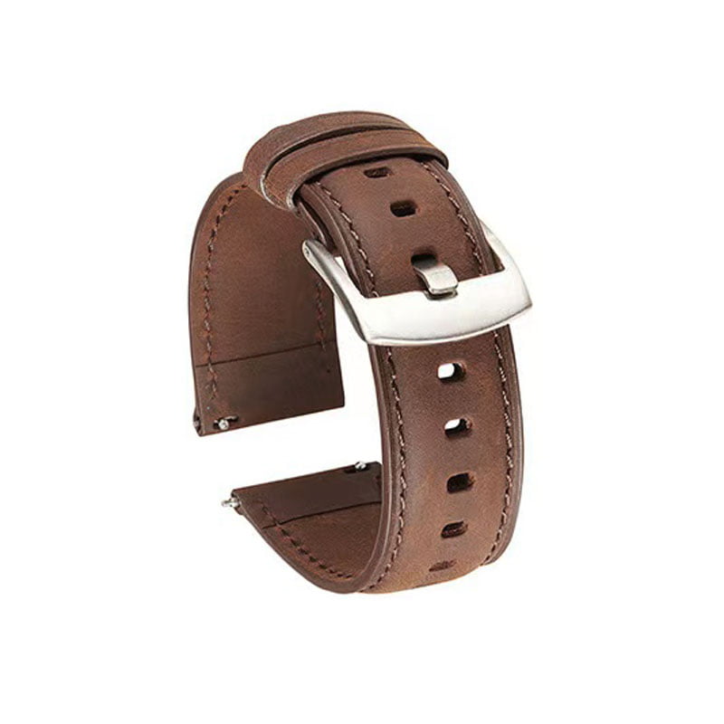 Klockarmband med snabbfäste – Monteras utan verktyg - Läder , 20 mm , Brun