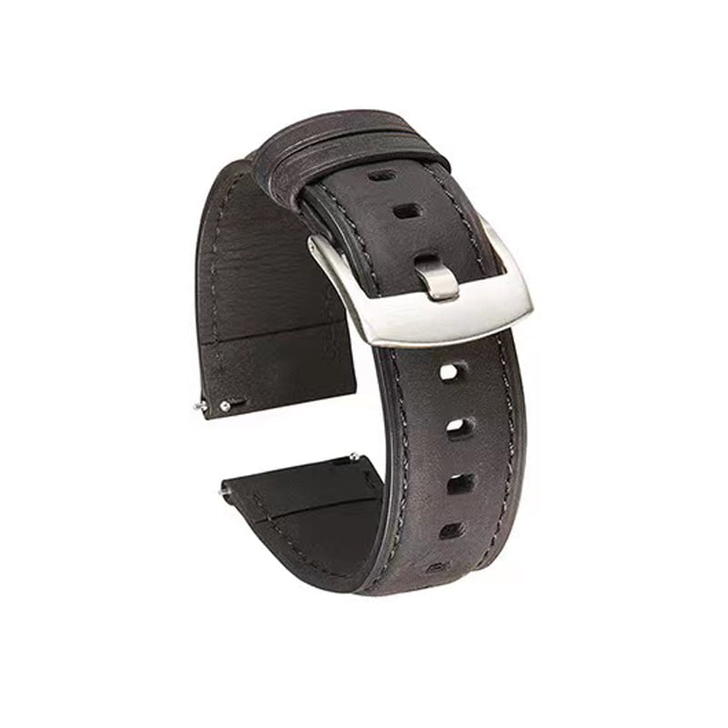 Klockarmband med snabbfäste – Monteras utan verktyg - Läder , 20 mm , Svart