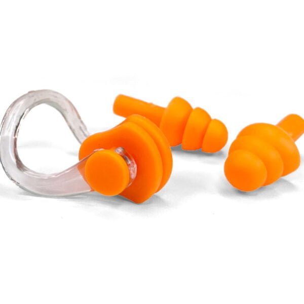 näsklämmor och öronproppar för simning orange