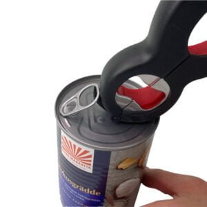 Burköppnare som öppnar åtsittande flärpar på konservburkar