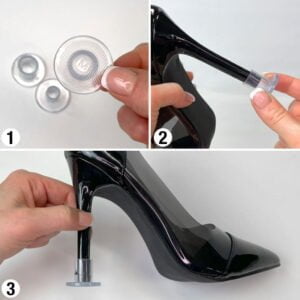 Guide som visar hur du applicerar klackstoppare på högklackade skor