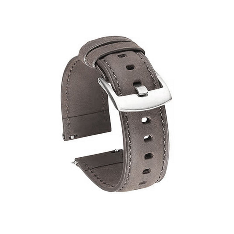 Klockarmband med snabbfäste – Monteras utan verktyg - Läder , 20 mm , Grå