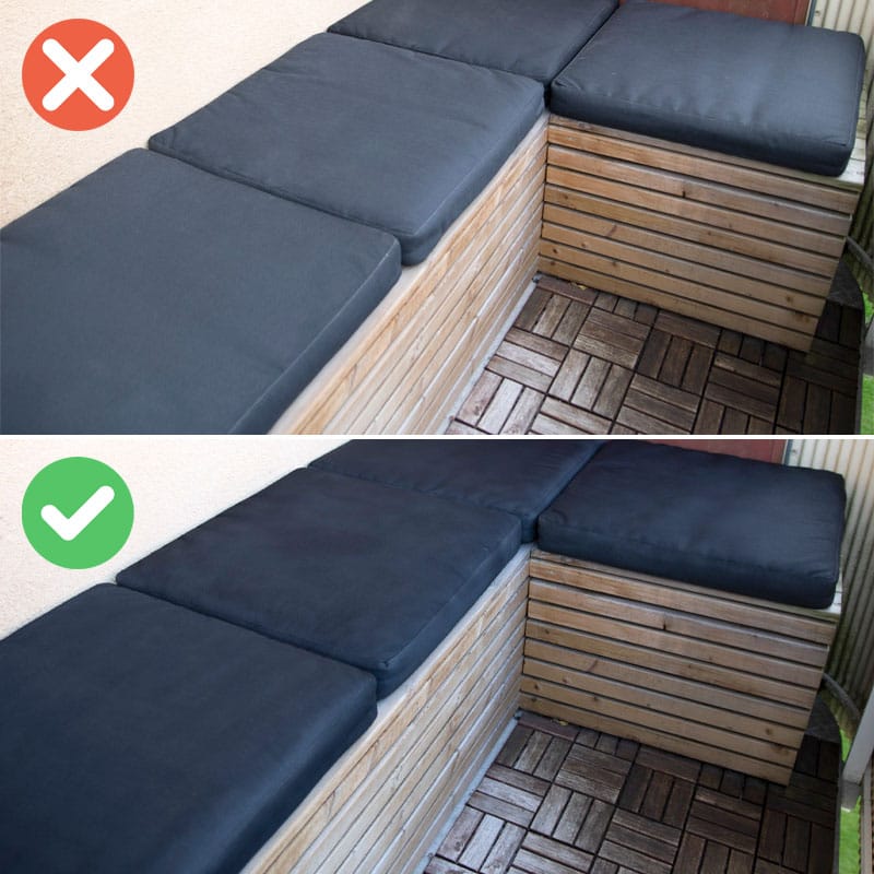 Textilspray för sittdynor före och efter