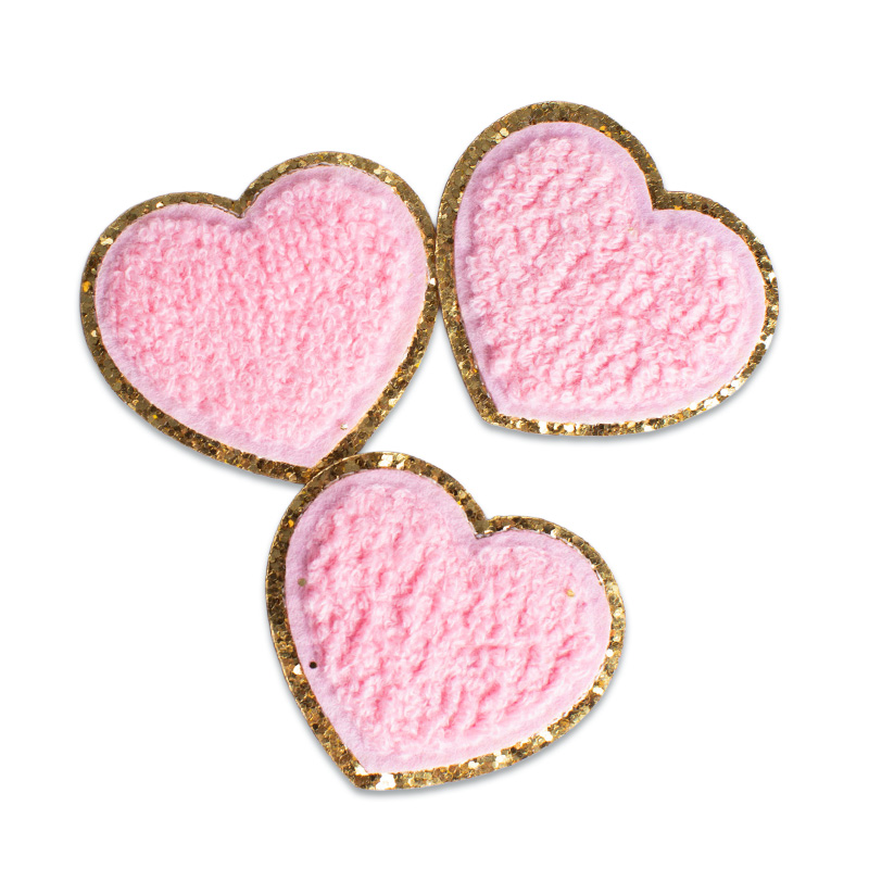 Fluffiga hjärtan - Chenille - Rosa