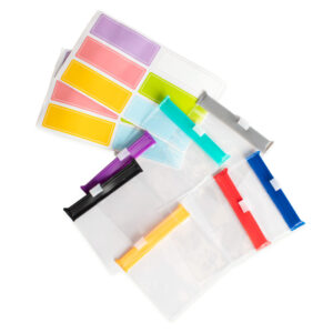 återslutbara påsar med etiketter