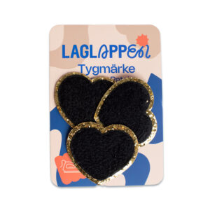 svarta chenille hjärtan tygmärken
