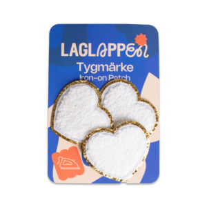 vita chenillle hjärtan tygmärken