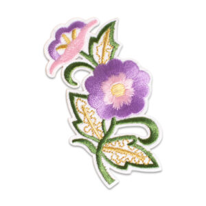 lila blommor tygmärke