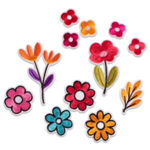 retroblommor tygmärken
