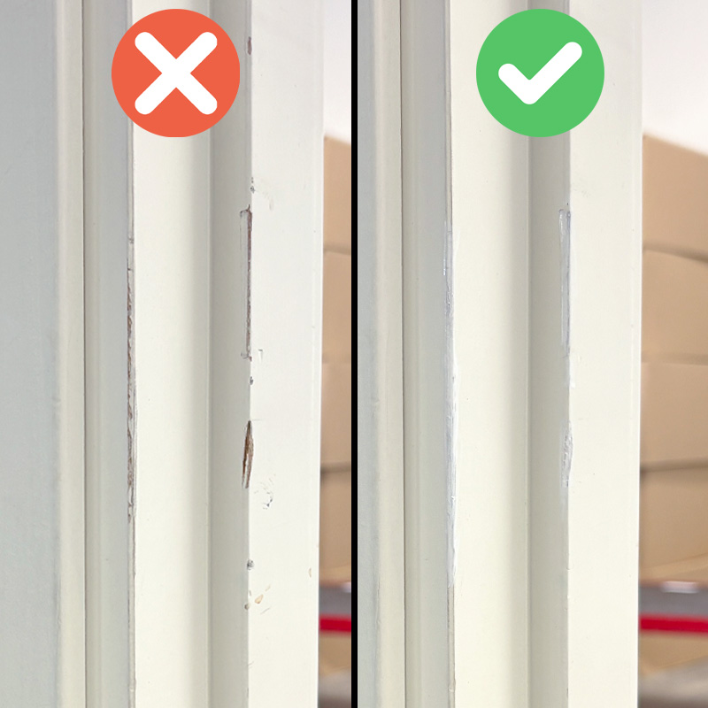 touch-up listpenna vit före- och efterbil